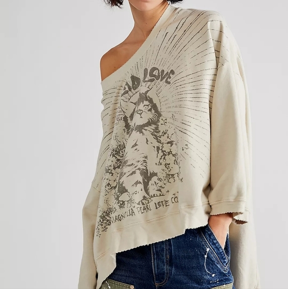 Magnolia Pearl Tops - ISO Magnolia Pearl Spread Love Francis Cat Sweatshirt Hi Lo